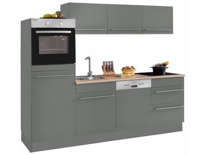 OPTIFIT Küche Bern, (Spar-Set), Breite 240 cm, mit E-Geräten, Stärke der Arbeitsplatte wählbar, grau, 28mm Arbeitsplatte von OPTIFIT