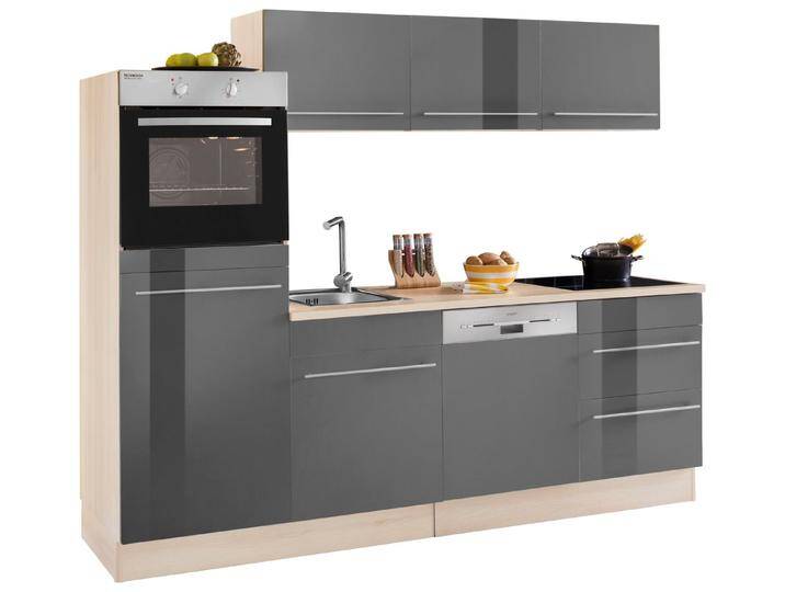 OPTIFIT Küche Bern, (Spar-Set), Breite 240 cm, mit E-Geräten, Stärke der Arbeitsplatte wählbar, grau, 38mm Arbeitsplatte von OPTIFIT