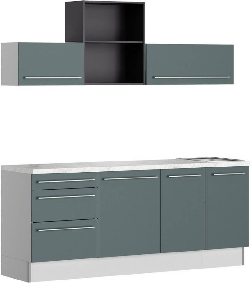 KOCHSTATION Küche KS-Bern2, Breite 210 cm, wahlweise mit E-Geräten, mit Regal von KOCHSTATION