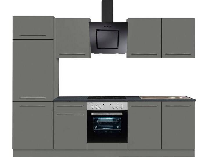 OPTIFIT Küchenzeile Bern, Breite 270 cm, gedämpfte Türen, grau, mit E-Geräten von OPTIFIT