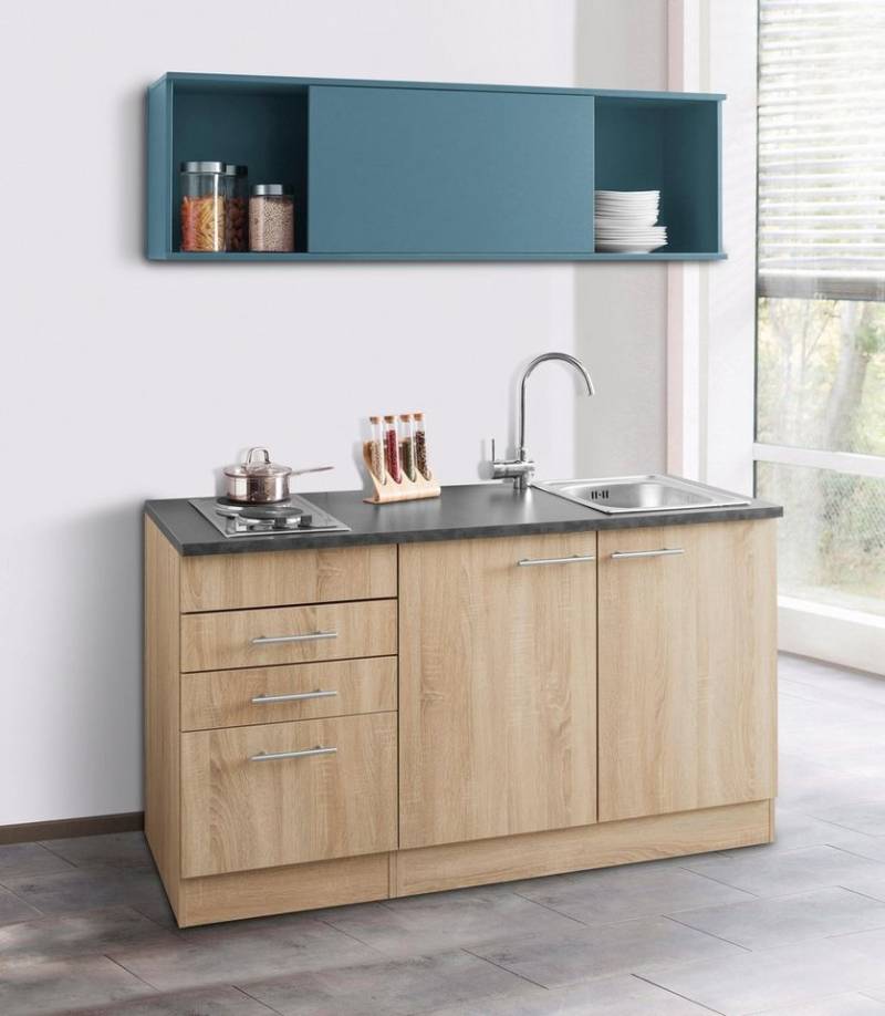 OPTIFIT Pantryküche Mini, Breite 150 cm, mit Kochfeld und Einbau-Spülbecken von OPTIFIT