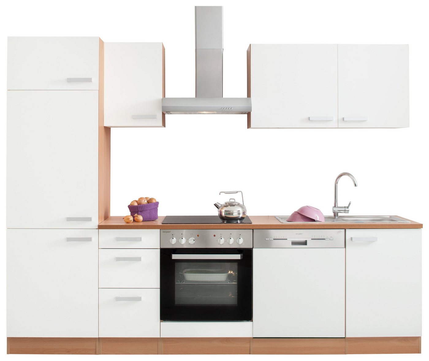 OPTIFIT Küchenzeile Odense, mit E-Geräten, Breite 270 cm, mit 28 mm starker Arbeitsplatte von OPTIFIT