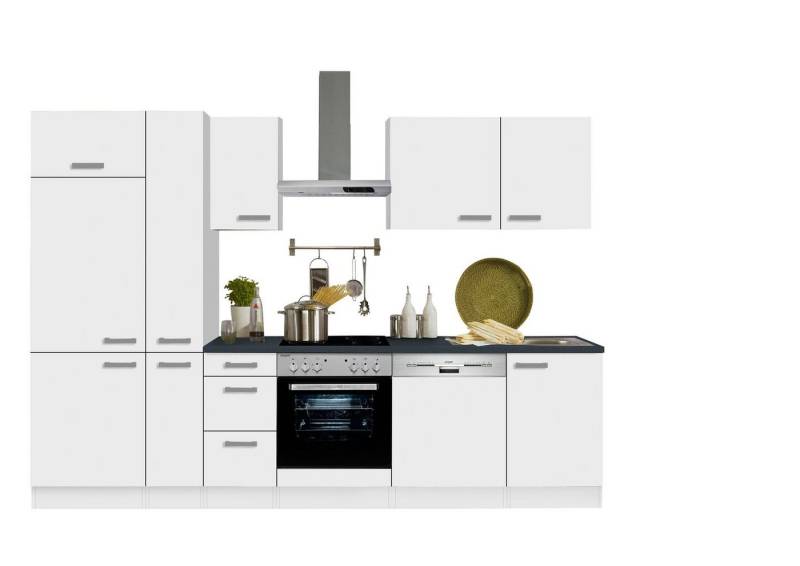 OPTIFIT Küchenzeile Odense, mit E-Geräten, Breite 300 cm mit 28 mm starker Arbeitsplatte von OPTIFIT