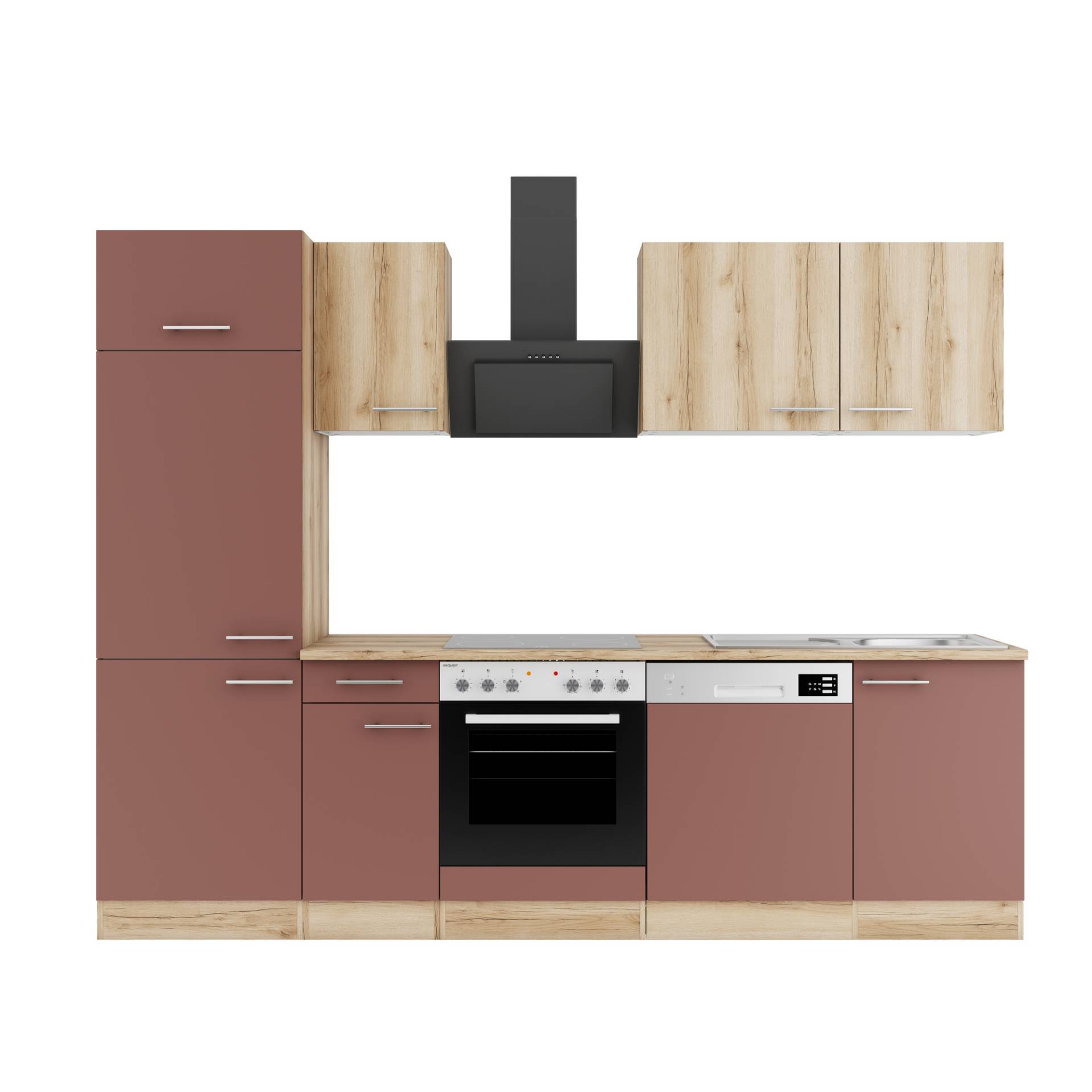 OPTIFIT Küchenzeile mit E-Geräten 'OPTIkompakt Livorno290' eichefarben/rostrot 270 cm OPTIFIT Küchenzeile mit E-Geräten 'OPTIkompakt Livorno290' eichefarben/rostrot 270 cm von OPTIFIT