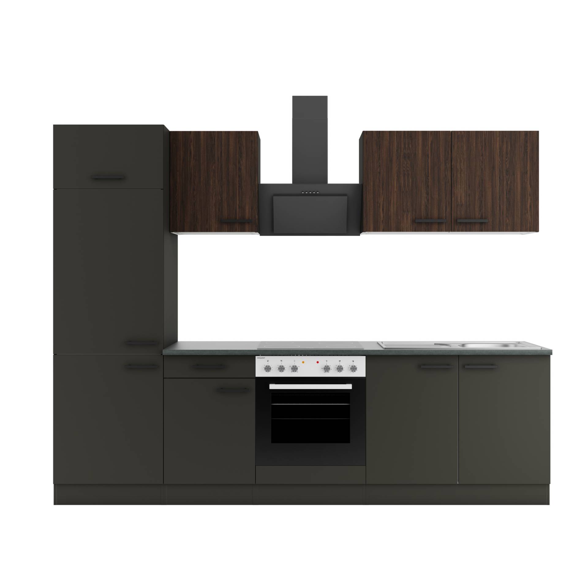 OPTIFIT Küchenzeile mit E-Geräten 'OPTIkompakt Rimini409' holzoptik/anthrazit 270 cm OPTIFIT Küchenzeile mit E-Geräten 'OPTIkompakt Rimini409' holzoptik/anthrazit 270 cm von OPTIFIT