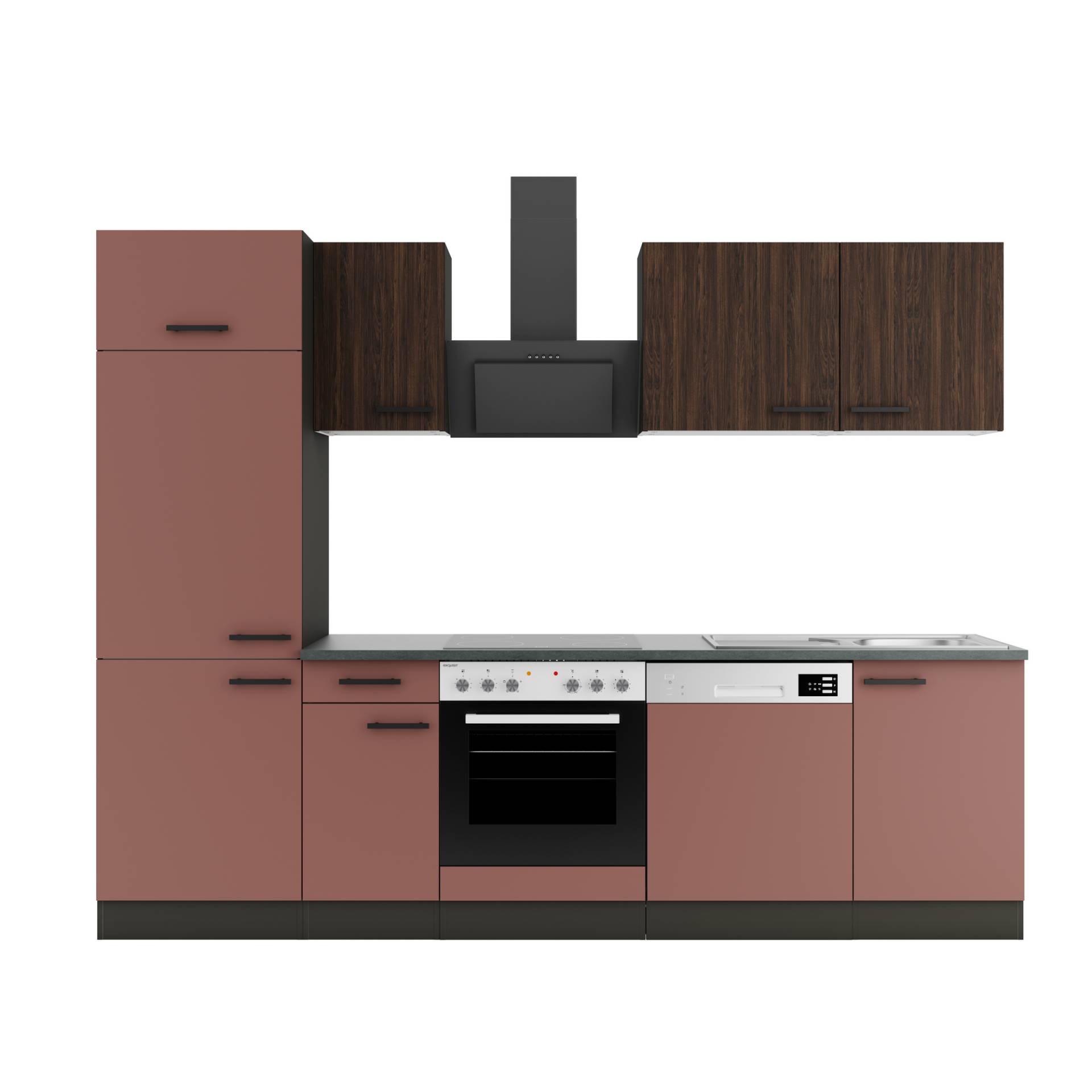 OPTIFIT Küchenzeile mit E-Geräten 'OPTIkompakt Rimini409' holzoptik/rostrot 270 cm OPTIFIT Küchenzeile mit E-Geräten 'OPTIkompakt Rimini409' holzoptik/rostrot 270 cm von OPTIFIT