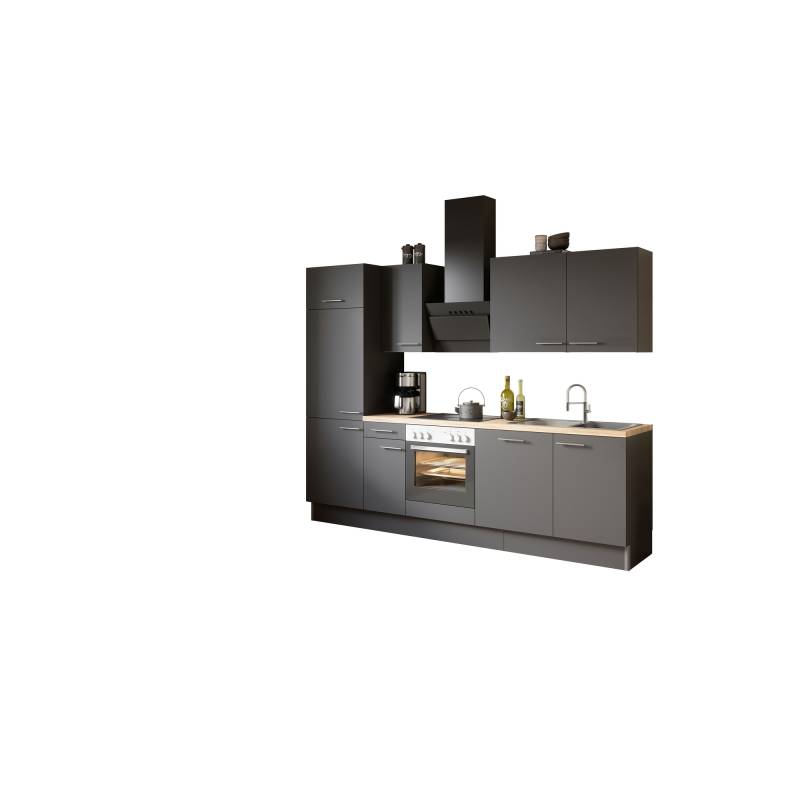 OPTIFIT Küchenzeile mit E-Geräten 'OPTIkoncept Ingvar420' anthrazit matt 270 cm von OPTIFIT