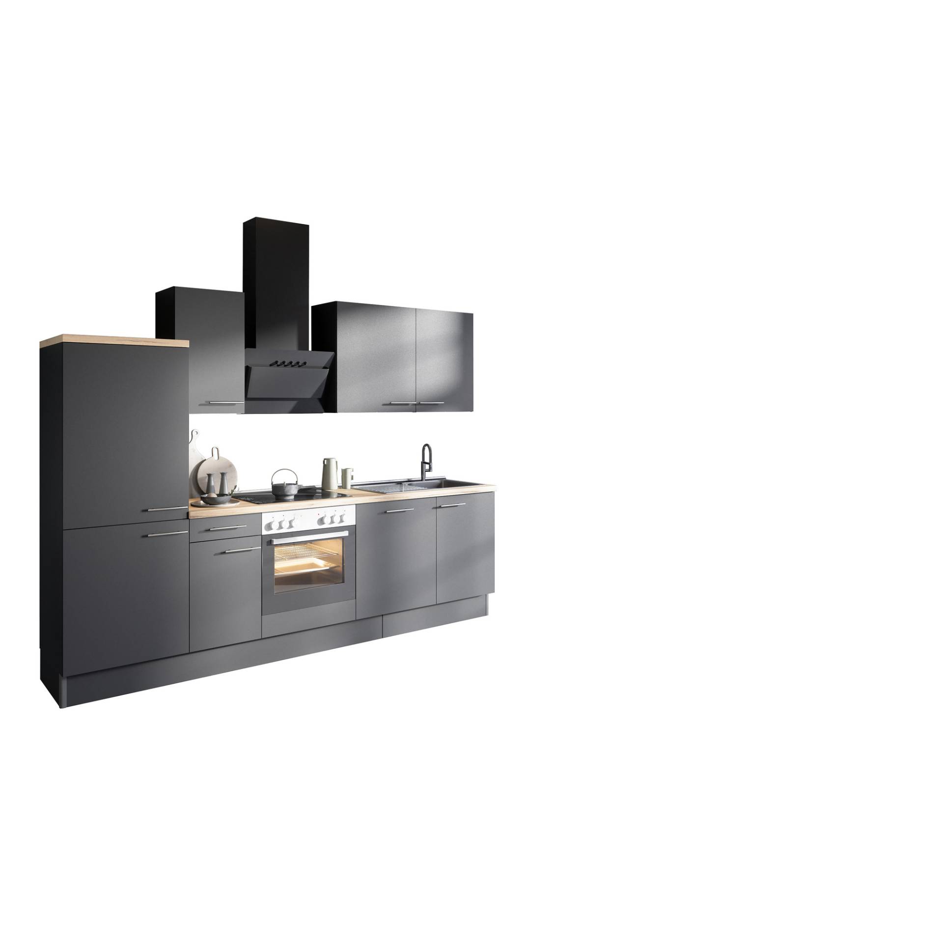 OPTIFIT Küchenzeile mit E-Geräten 'OPTIkoncept Ingvar420' anthrazit matt 270 cm von OPTIFIT