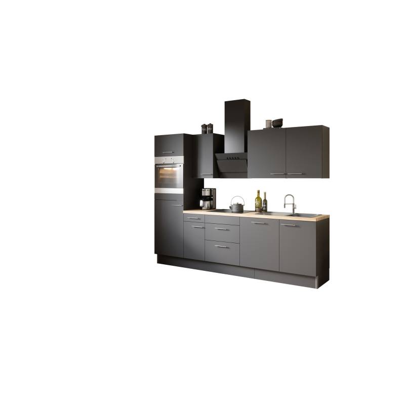 OPTIFIT Küchenzeile mit E-Geräten 'OPTIkoncept Ingvar420' anthrazit matt 270 cm von OPTIFIT