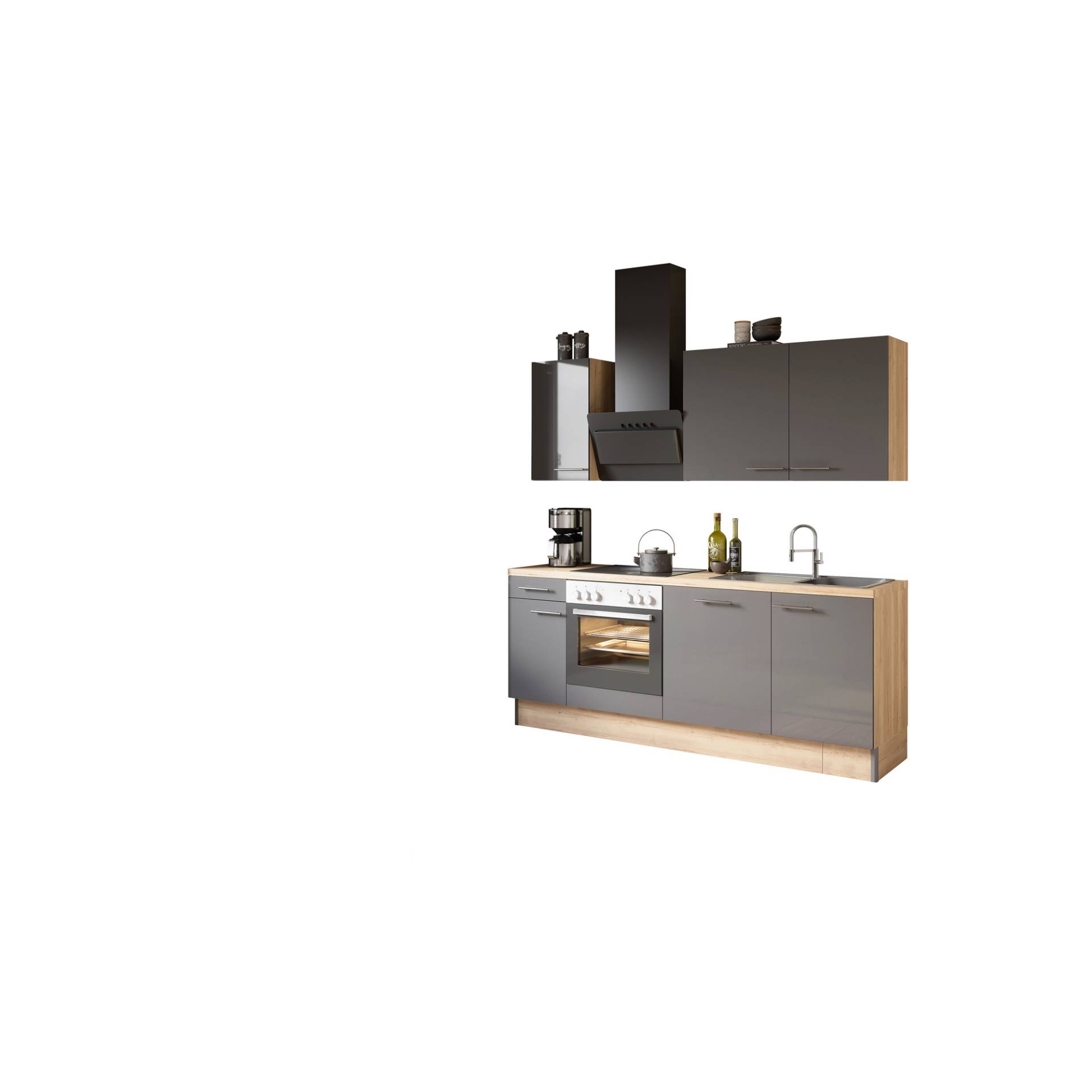 OPTIFIT Küchenzeile mit E-Geräten 'OPTIkoncept Jonte984' anthrazit/eichefarben210 cm OPTIFIT Küchenzeile mit E-Geräten 'OPTIkoncept Jonte984' anthrazit/eichefarben210 cm von OPTIFIT