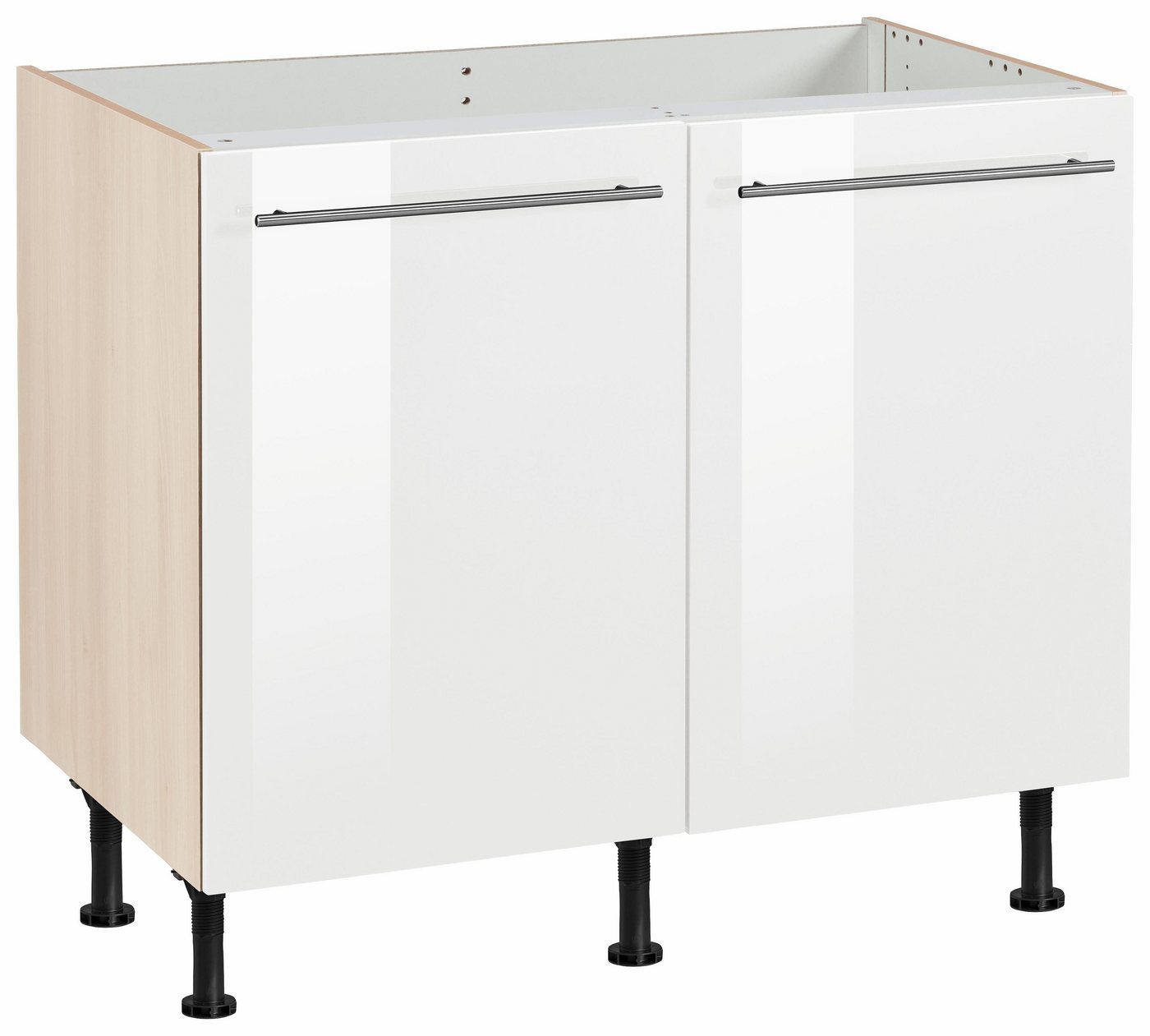 OPTIFIT Spülenschrank Bern 100 cm breit, mit 2 Türen, höhenverstellbare Füße, mit Metallgriffen von OPTIFIT