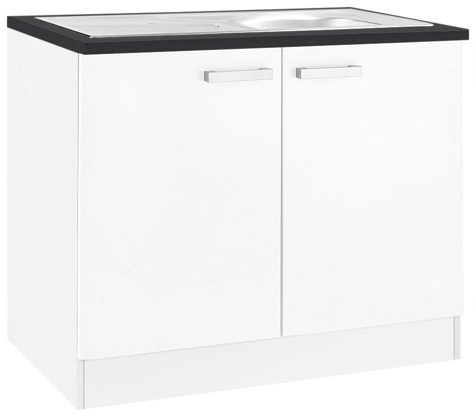 OPTIFIT Spülenschrank Odense 100 cm breit, mit 2 Türen, inkl. Einbauspüle aus Edelstahl von OPTIFIT