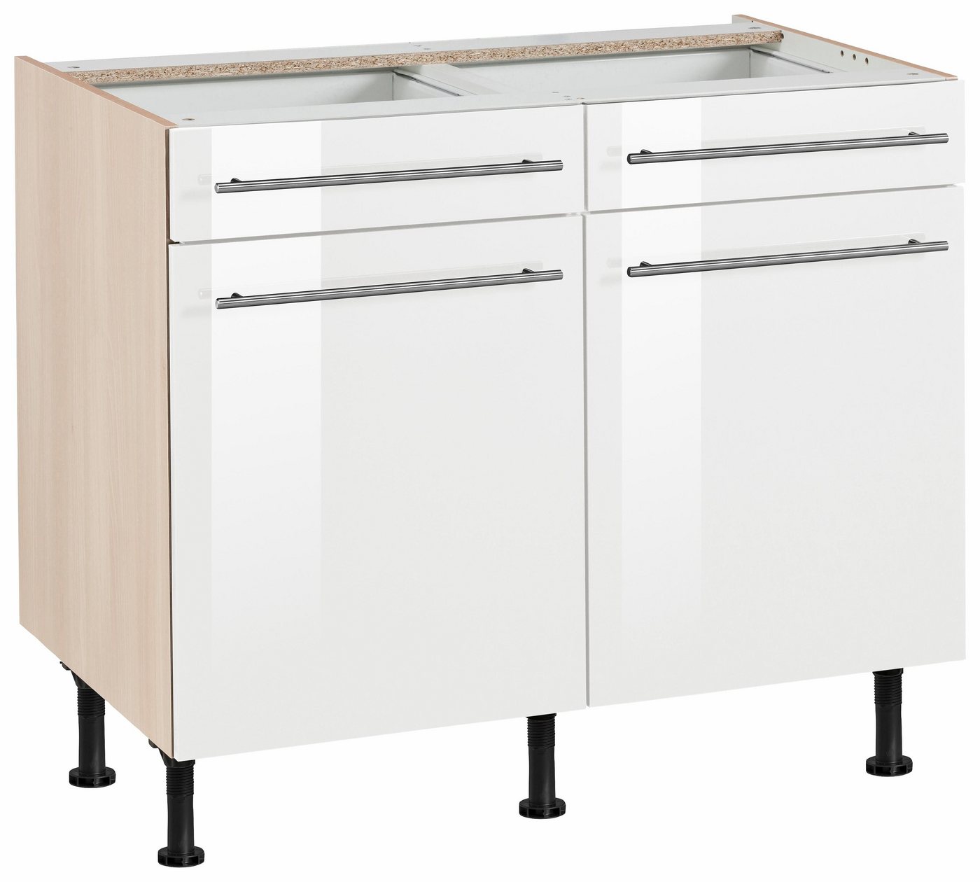 OPTIFIT Unterschrank Bern 100 cm breit, mit 2 Türen, 2 Schubkästen, höhenverstellbare Füße von OPTIFIT