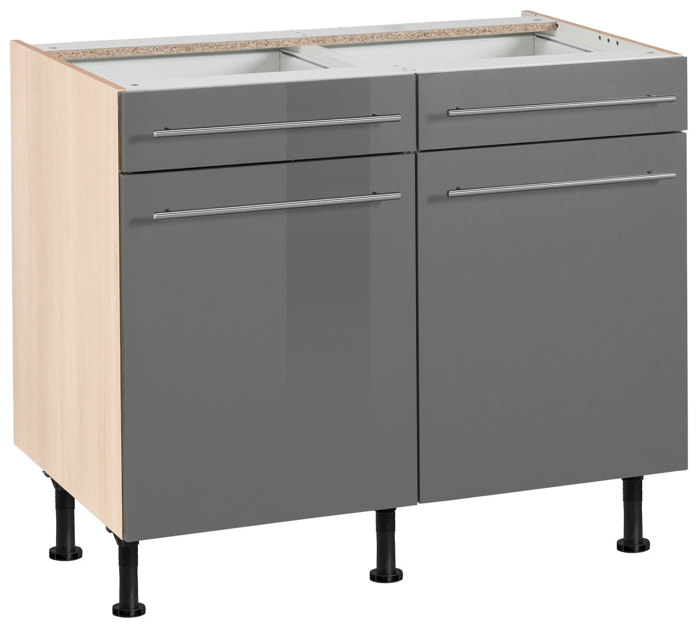 OPTIFIT Unterschrank Bern 100 cm breit, mit 2 Türen, 2 Schubkästen, höhenverstellbare Füße von OPTIFIT