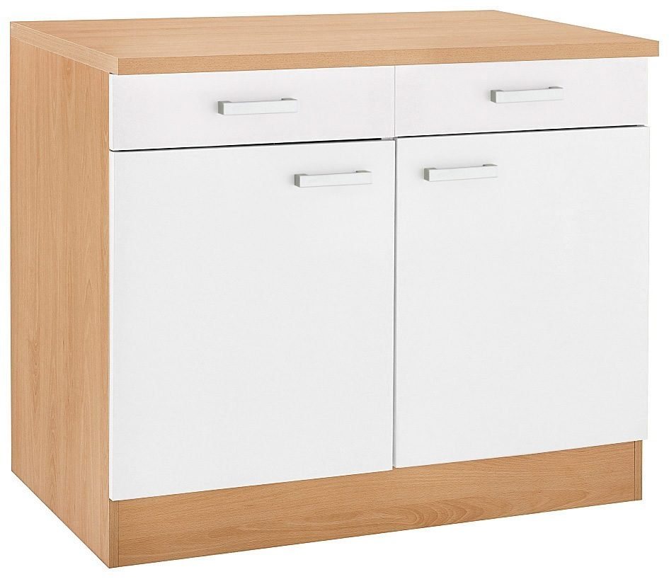 OPTIFIT Unterschrank Odense 100 cm breit, mit 2 Türen und 2 Schubkästen, mit 28 mm Arbeitsplatte von OPTIFIT