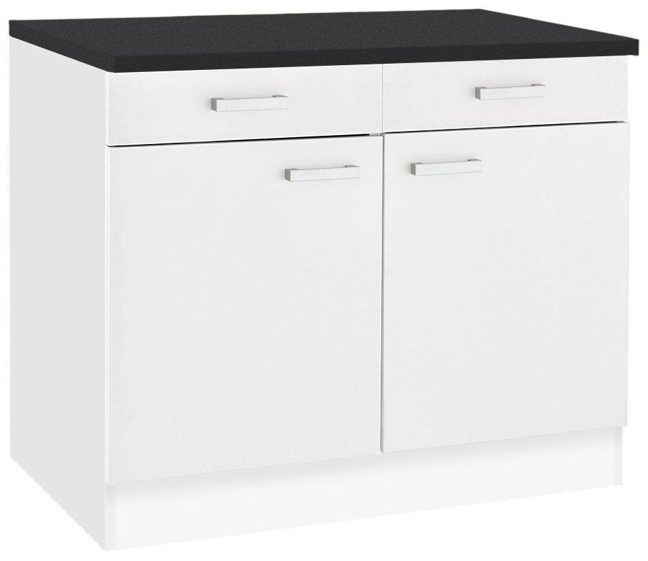 OPTIFIT Unterschrank Odense 100 cm breit, mit 2 Türen und 2 Schubkästen, mit 28 mm Arbeitsplatte von OPTIFIT