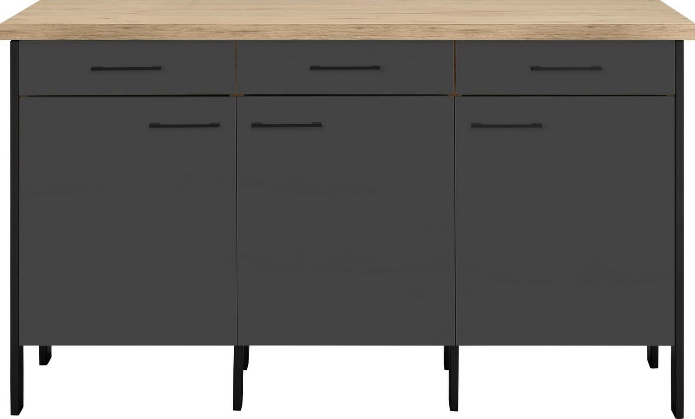 OPTIFIT Unterschrank Tokio 158 cm breit, mit Stahlgestell, mit Vollauszug, Sideboard mit Stauraum von OPTIFIT