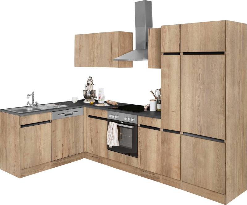 OPTIFIT Winkelküche Roth, Stellmaße 300x175 cm, wahlweise mit E-Geräten, mit Apothekerschrank von OPTIFIT