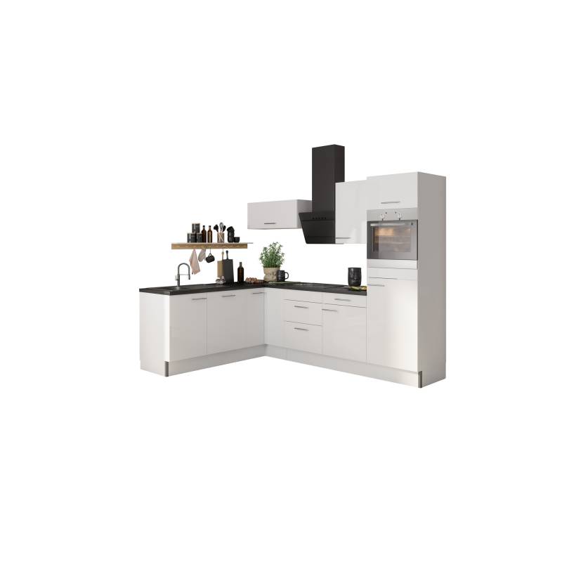 OPTIFIT Winkelküche mit E-Geräten 'OPTIkoncept Rurik986' weiß 270 cm von OPTIFIT