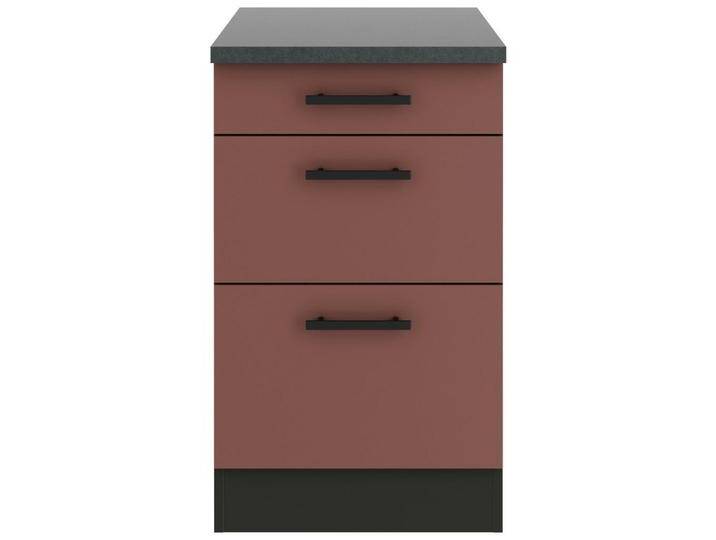 Optifit KÜCHENUNTERSCHRANK, Rotbraun, Metall, 3 Schubladen, einzeln stellbar, 50x84.8x60 cm, DIN EN ISO 14001, DIN EN ISO 50001, DIN EN ISO 9001, von OPTIFIT