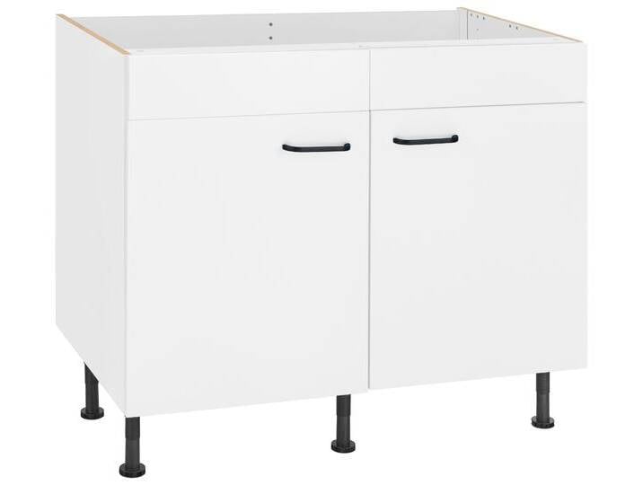 Spülenschrank OPTIFIT Elga , weiß (weiß, weiß), B:100cm H:87cm T:58,4cm, Holzwerkstoff, Schränke, mit Soft-Close-Funktion, höhenverstellbaren Füßen, Breite 100 cm von OPTIFIT