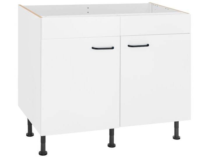 Spülenschrank OPTIFIT Elga , weiß (weiß, weiß), B:100cm H:87cm T:58,4cm, Holzwerkstoff, Schränke, mit Soft-Close-Funktion, höhenverstellbaren Füßen, Breite 100 cm von OPTIFIT