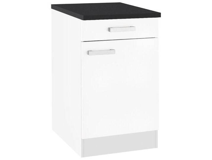 Spülenschrank OPTIFIT Odense , weiß (weiß, weiß), B:50cm H:85cm T:60cm, Schränke, 50 cm breit, mit Tür und Schubkasten, mit 28 mm starker Arbeitsplatte von OPTIFIT