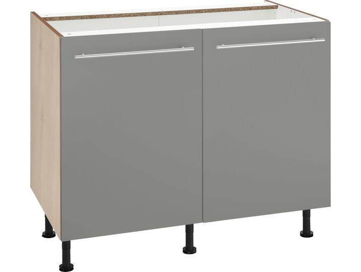 Unterschrank OPTIFIT Bern , grau (basaltgrau, akaziefarben), B:100cm H:87cm T:58,4cm, Schränke, 100 cm breit, mit 2 Türen, mit höhenverstellbaren Füßen von OPTIFIT