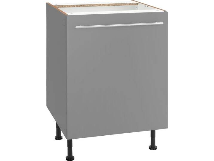 Unterschrank OPTIFIT Bern , grau (basaltgrau, basaltgrau), B:60cm H:87cm T:58,4cm, Schränke, 60 cm breit, mit 1 Tür mit höhenverstellbaren Füßen, mit Metallgriff von OPTIFIT
