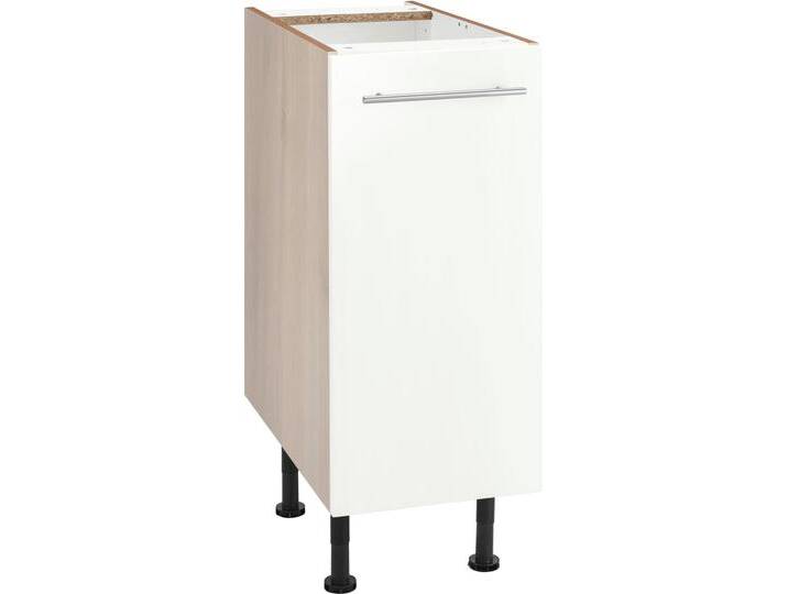 Unterschrank OPTIFIT Bern , weiß (weiß hochglanz, akaziefarben), B:30cm H:87cm T:58,4cm, Schränke, 30 cm breit, mit 1 Tür mit höhenverstellbaren Füßen, mit Metallgriff von OPTIFIT