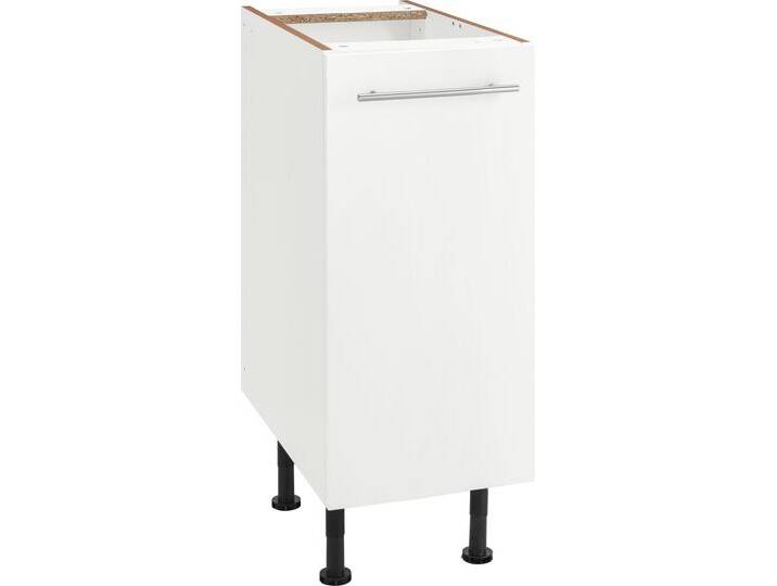 Unterschrank OPTIFIT Bern , weiß (weiß hochglanz, weiß), B:30cm H:87cm T:58,4cm, Schränke, 30 cm breit, mit 1 Tür mit höhenverstellbaren Füßen, mit Metallgriff von OPTIFIT