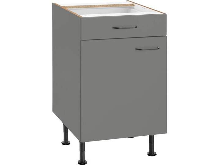 Unterschrank OPTIFIT Elga , grau (basaltgrau, basaltgrau), B:50cm H:87cm T:58,4cm, Holzwerkstoff, Schränke, mit Soft-Close-Funktion, Vollauszug, Metallgriffen, Breite 50 cm von OPTIFIT