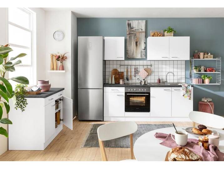 Unterschrank OPTIFIT Iver , weiß (weiß glanz), B:100cm H:85,8cm T:60cm, Schränke, Breite 100 cm, 2 Türen und 2 Schubkästen, mit 38 mm Arbeitsplatte von OPTIFIT