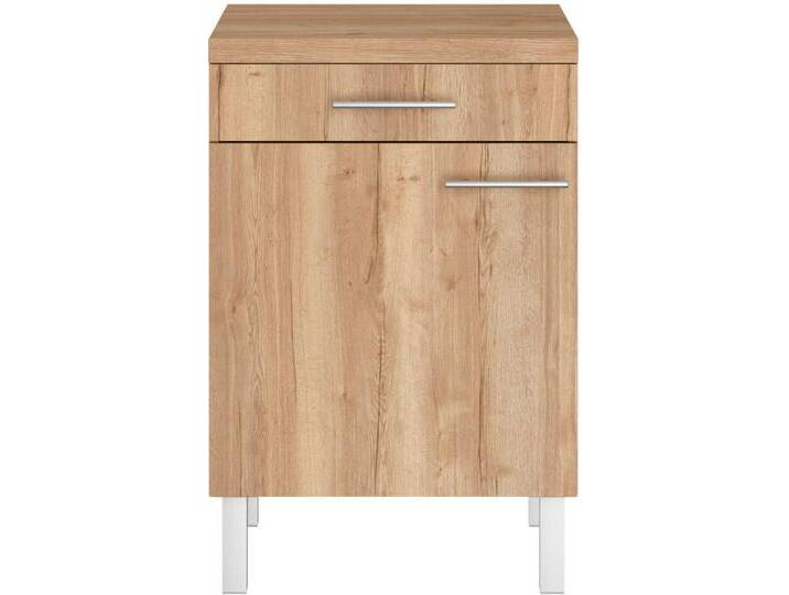 Unterschrank OPTIFIT Lilly , braun (wildeiche, wildeiche, wildeiche), B:60cm H:90cm T:60cm, Spanplatte, Schränke, Breite 60 cm, 1 Tür, 1 Schubkasten von OPTIFIT