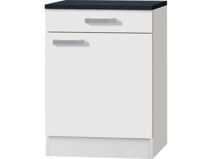 Unterschrank OPTIFIT Odense , weiß (weiß, weiß), B:60cm H:85cm T:50cm, Schränke, 60 cm breit, 50 cm tief, mit 1 Tür und 1 Schubkasten von OPTIFIT