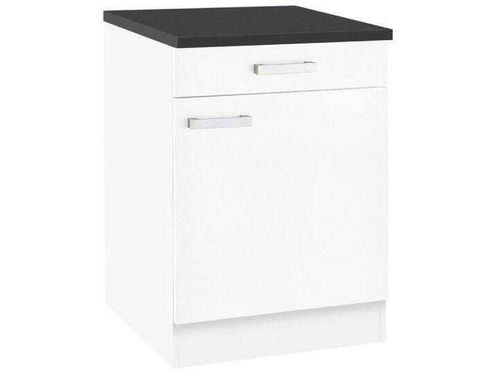 Unterschrank OPTIFIT Odense , weiß (weiß, weiß), B:60cm H:85cm T:60cm, Schränke, 60 cm breit, mit Tür und Schubkasten, mit 28 mm starker Arbeitsplatte von OPTIFIT