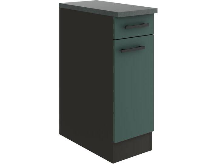 Unterschrank OPTIFIT Palma , grün (steingrün, antrhazit, antrhrazit), B:30cm H:84,8cm T:60cm, Spanplatte, Schränke, Breite 30 cm, mit 1 Tür und 1 Schubkasten von OPTIFIT