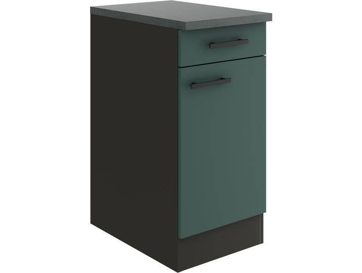 Unterschrank OPTIFIT Palma , grün (steingrün, antrhazit, antrhrazit), B:40cm H:84,8cm T:60cm, Spanplatte, Schränke, Breite 40 cm, mit 1 Tür und 1 Schubkasten von OPTIFIT