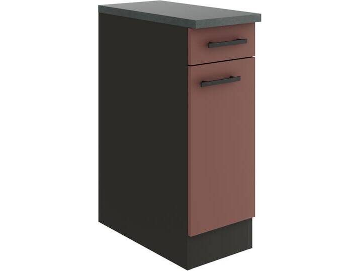 Unterschrank OPTIFIT Palma , rot (rostrot, anthrazit, anthrazit), B:30cm H:84,8cm T:60cm, Spanplatte, Schränke, Breite 30 cm, mit 1 Tür und 1 Schubkasten von OPTIFIT