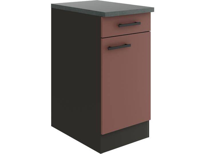 Unterschrank OPTIFIT Palma , rot (rostrot, anthrazit, anthrazit), B:40cm H:84,8cm T:60cm, Spanplatte, Schränke, Breite 40 cm, mit 1 Tür und 1 Schubkasten von OPTIFIT