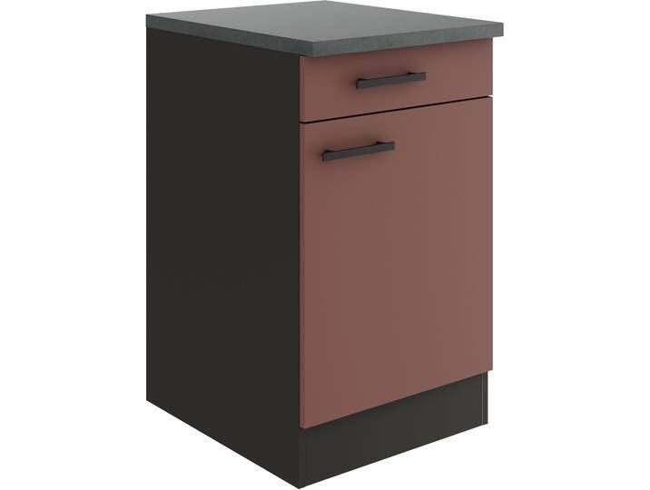 Unterschrank OPTIFIT Palma , rot (rostrot, anthrazit, anthrazit), B:50cm H:84,8cm T:60cm, Spanplatte, Schränke, Breite 50 cm, mit 1 Tür und 1 Schubkasten von OPTIFIT