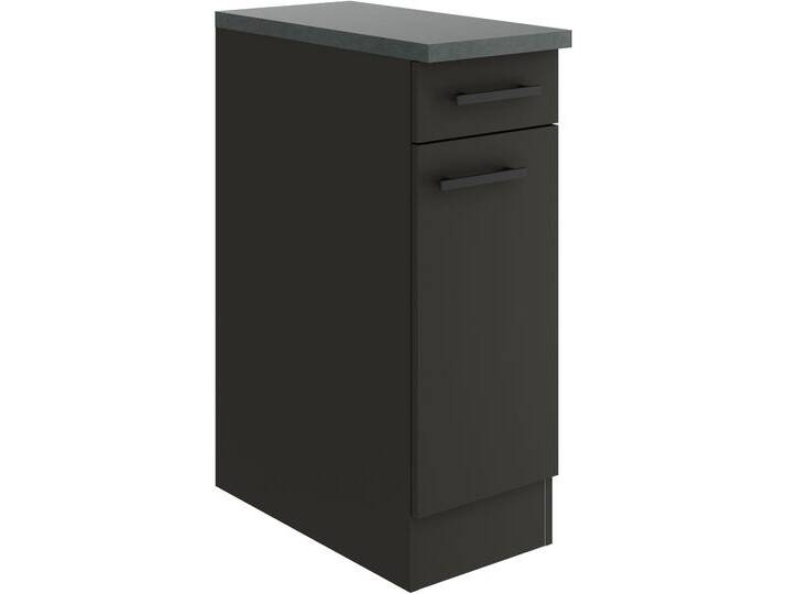 Unterschrank OPTIFIT Palma , schwarz (anthrazit, anthrazit, anthrazit), B:30cm H:84,8cm T:60cm, Spanplatte, Schränke, Breite 30 cm, mit 1 Tür und 1 Schubkasten von OPTIFIT