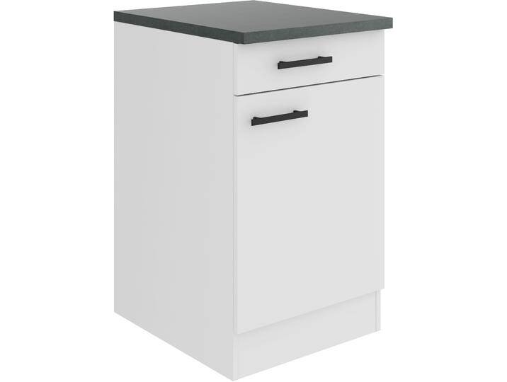 Unterschrank OPTIFIT Palma , weiß (weiß, weiß, anthrazit), B:50cm H:84,8cm T:60cm, Spanplatte, Schränke, Breite 50 cm, mit 1 Tür und 1 Schubkasten von OPTIFIT