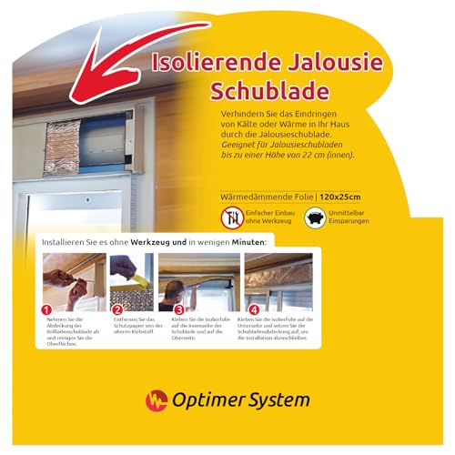 Optimer Home - Rollladenkasten Dämmung - 1.20x0.25m - Dämmung Selbstklebend von Optimer System