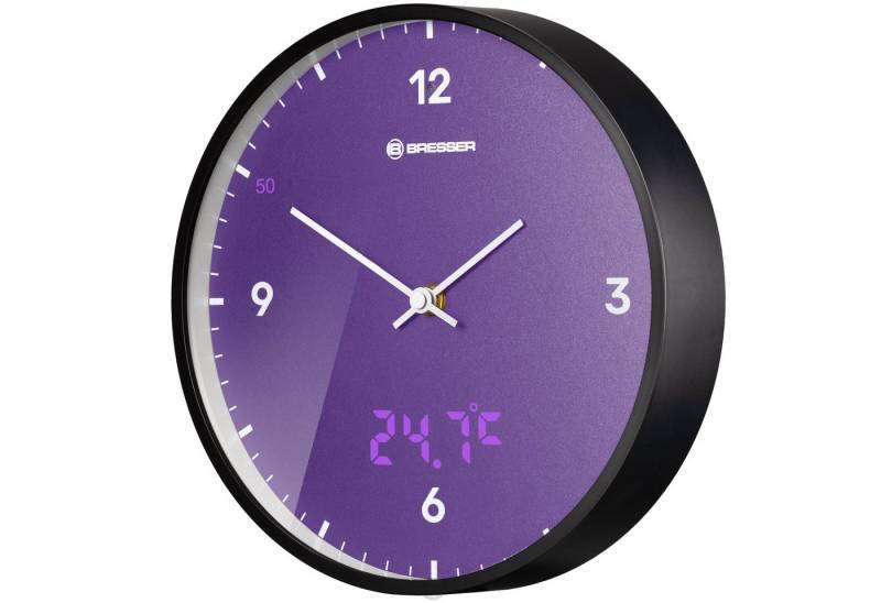 BRESSER Wanduhr MyTime LEDsec Wanduhr 24 cm - Lila von BRESSER