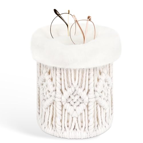 OPULANE 2-in-1-Brillenhalter, kratzfest, mit Plüsch ausgekleideter Brillenhalter, Ständer für Nachttisch, Schreibtisch, Aufbewahrung, Beige, Einheitsgröße von OPULANE