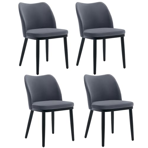 OPULENTHOME 4 Esszimmerstühle aus Samt, modern, dunkelgrau, Küchenstuhl aus Metall, für Esszimmer von OPULENTHOME