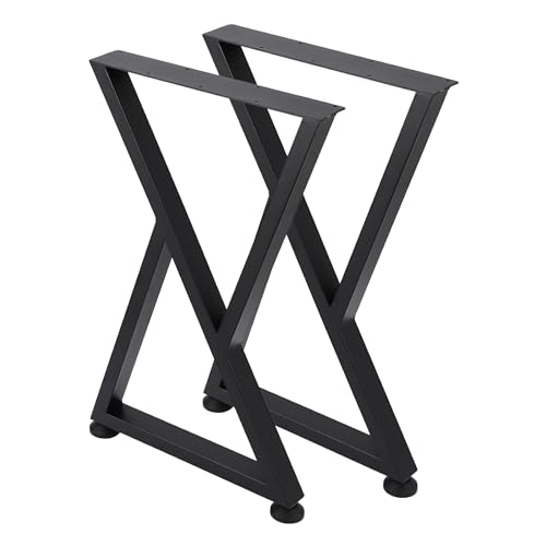 OPULENTHOME Tischbeine Metall 2er Set - X-Form Hohlkern - Tragkraft 440 Lbs (200 Kg) - 71 cm HöHe - Schwarz Rostschutz Mit Pulverbeschichtung für DIY Couchtisch, Esstisch, BüRo von OPULENTHOME