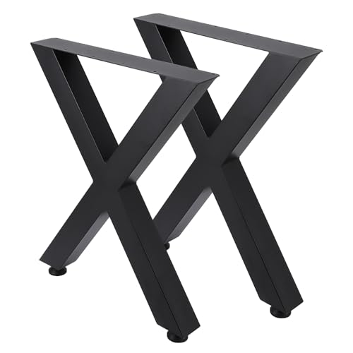 OPULENTHOME Tischbeine Metall 2er Set - X-Form Hohlkern - Tragkraft 440 Lbs (200 Kg) - 71 cm HöHe - Schwarz Rostschutz Mit Pulverbeschichtung für DIY Couchtisch, Esstisch, BüRo von OPULENTHOME