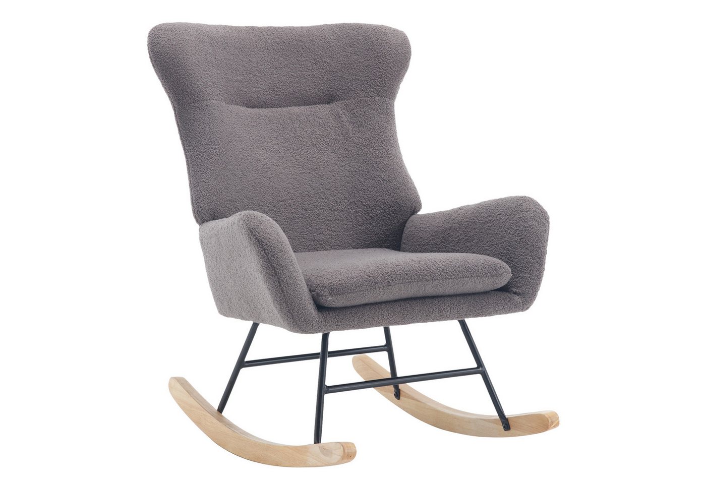 OPULHAUS Schaukelsessel Relaxsessel mit verstellbare Fußstütze (mit Rückenlehne und Armlehnen), Schaukelstuhl Schwingsessel mit Massivholz-Beine und Sitzkissen von OPULHAUS